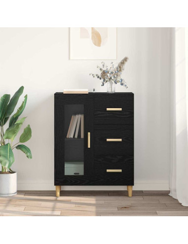 Credenza Rovere Nero 69,5 x 34 x 90 cm Legno multistrato