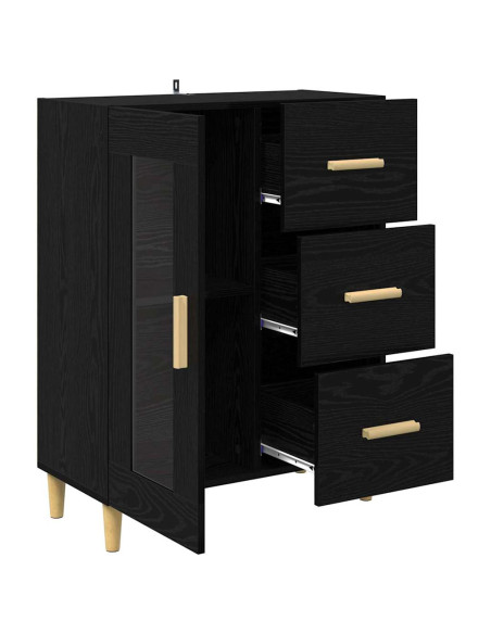 Credenza Rovere Nero 69,5 x 34 x 90 cm Legno multistrato
