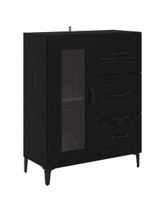 Credenza con cassetto Rovere Nero 69,5 x 34 x 90 cm 2