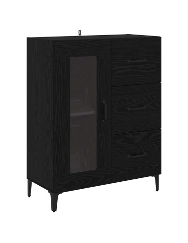 Credenza con cassetto Rovere Nero 69,5 x 34 x 90 cm
