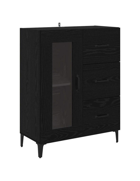 Credenza con cassetto Rovere Nero 69,5 x 34 x 90 cm