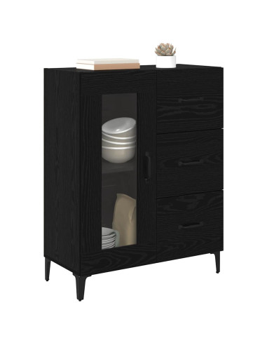 Credenza con cassetto Rovere Nero 69,5 x 34 x 90 cm