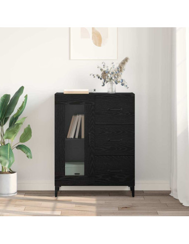 Credenza con cassetto Rovere Nero 69,5 x 34 x 90 cm