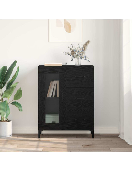 Credenza con cassetto Rovere Nero 69,5 x 34 x 90 cm
