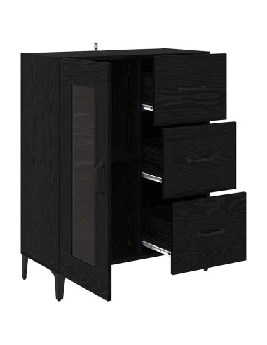 Credenza con cassetto Rovere Nero 69,5 x 34 x 90 cm