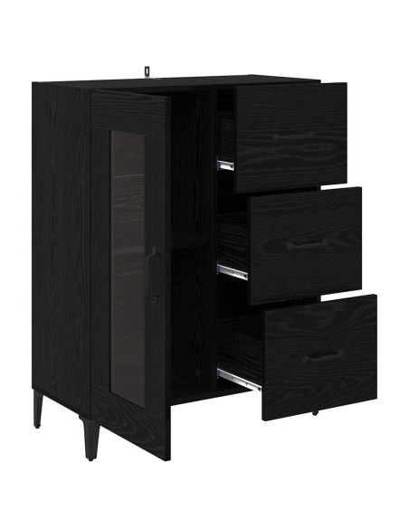 Credenza con cassetto Rovere Nero 69,5 x 34 x 90 cm
