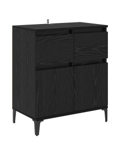Credenza con cassetto Rovere Nero 60 x 35 x 70 cm 2