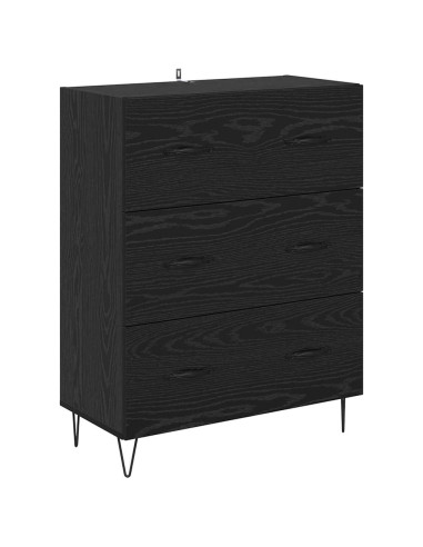 Credenza con cassetto Rovere Nero 69,5 x 34 x 90 cm