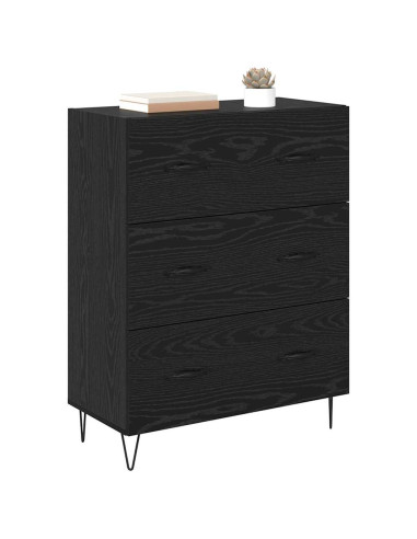 Credenza con cassetto Rovere Nero 69,5 x 34 x 90 cm