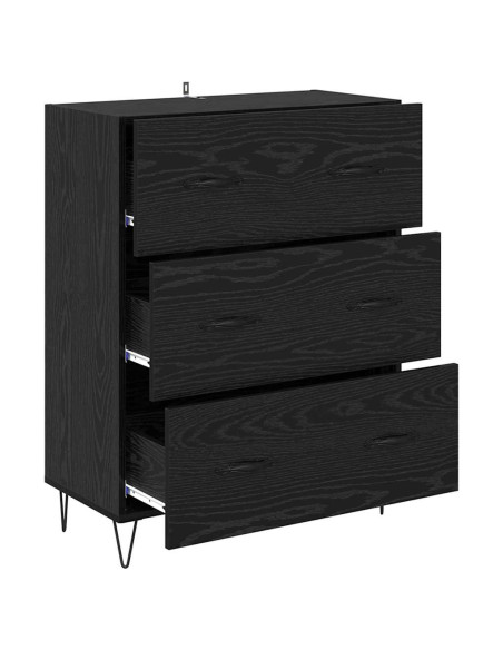 Credenza con cassetto Rovere Nero 69,5 x 34 x 90 cm