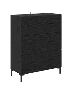 Credenza con cassetto Rovere Nero 69,5 x 34 x 90 cm 2