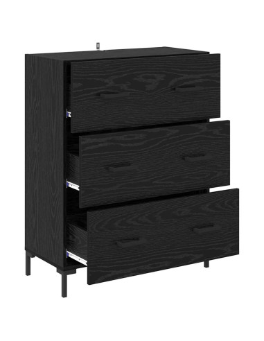 Credenza con cassetto Rovere Nero 69,5 x 34 x 90 cm