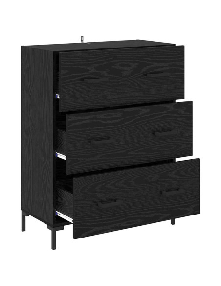 Credenza con cassetto Rovere Nero 69,5 x 34 x 90 cm