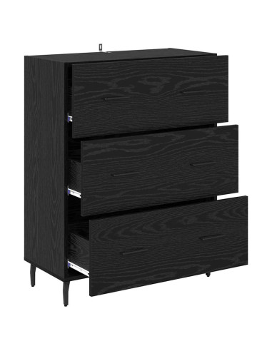 Credenza con cassetto Rovere Nero 69,5 x 34 x 90 cm