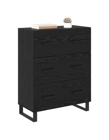 Credenza con cassetto Rovere Nero 69,5 x 34 x 90 cm