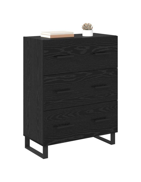 Credenza con cassetto Rovere Nero 69,5 x 34 x 90 cm