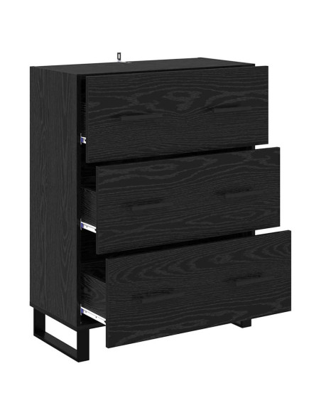 Credenza con cassetto Rovere Nero 69,5 x 34 x 90 cm
