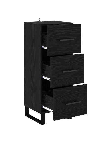 Credenza con cassetto Rovere Nero 34,5 x 34 x 90 cm