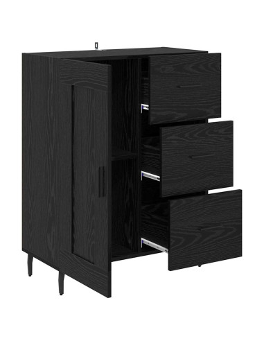 Credenza con cassetto Rovere Nero 69,5 x 34 x 90 cm