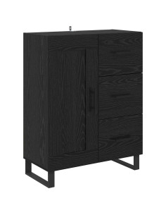Credenza con cassetto Rovere Nero 69,5 x 34 x 90 cm 2