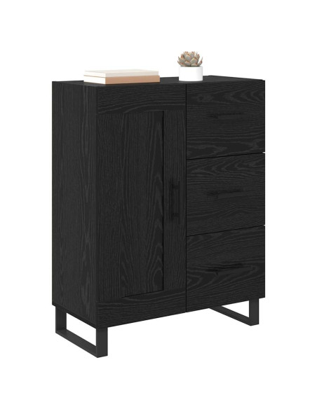 Credenza con cassetto Rovere Nero 69,5 x 34 x 90 cm