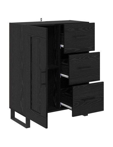 Credenza con cassetto Rovere Nero 69,5 x 34 x 90 cm