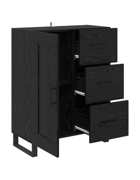 Credenza con cassetto Rovere Nero 69,5 x 34 x 90 cm