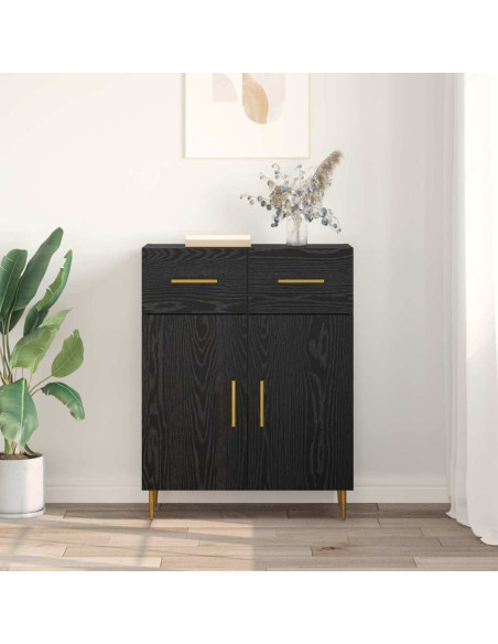 Credenza Rovere Nero 69,5 x 34 x 90 cm Legno multistrato