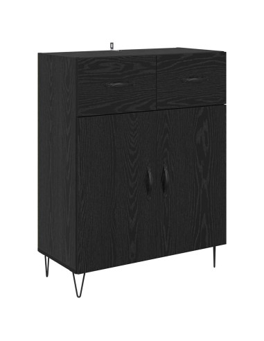 Credenza Rovere Nero 69,5 x 34 x 90 cm Legno multistrato
