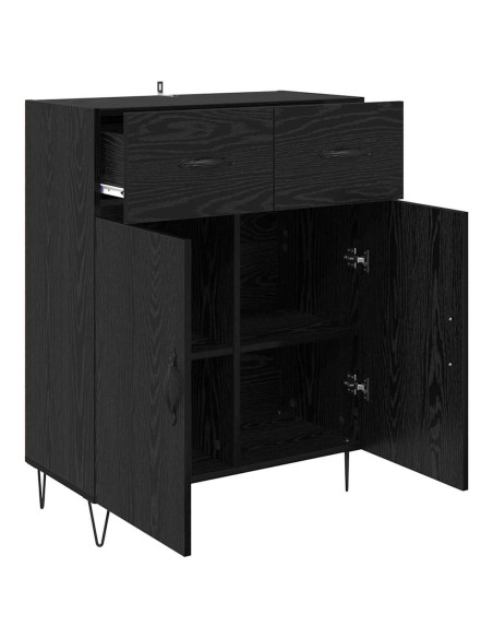 Credenza Rovere Nero 69,5 x 34 x 90 cm Legno multistrato