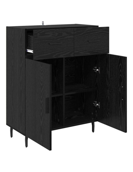 Credenza Rovere Nero 69,5 x 34 x 90 cm Legno multistrato