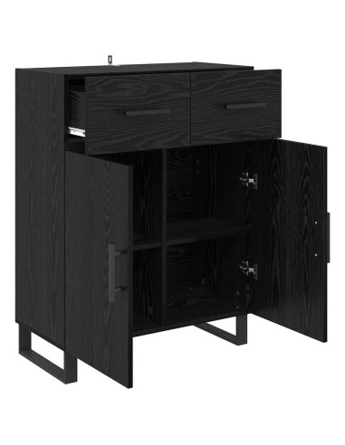 Credenza Rovere Nero 69,5 x 34 x 90 cm Legno multistrato