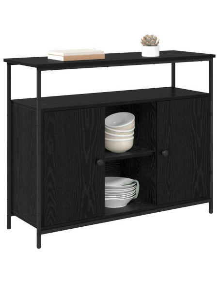 Credenza Rovere Nero 100 x 35 x 80 cm Legno multistrato