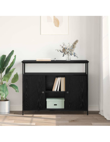 Credenza Rovere Nero 100 x 35 x 80 cm Legno multistrato