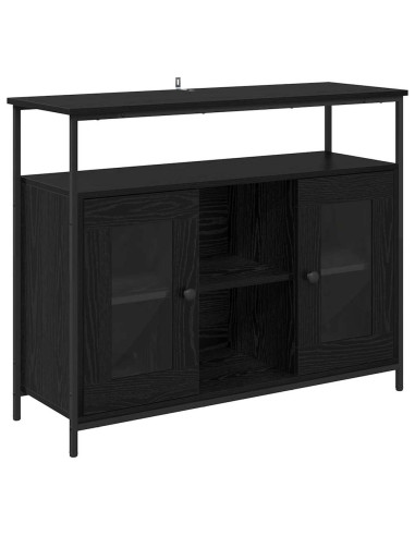 Credenza Rovere Nero 100 x 35 x 80 cm Legno multistrato