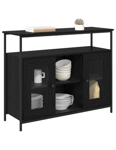 Credenza Rovere Nero 100 x 35 x 80 cm Legno multistrato