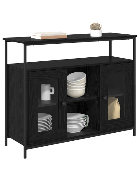 Credenza Rovere Nero 100 x 35 x 80 cm Legno multistrato