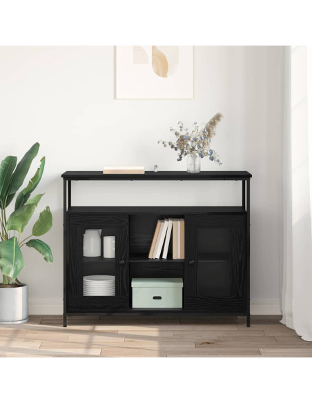 Credenza Rovere Nero 100 x 35 x 80 cm Legno multistrato