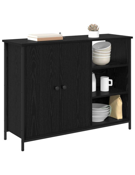 Credenza Rovere Nero 100 x 33 x 75 cm Legno multistrato