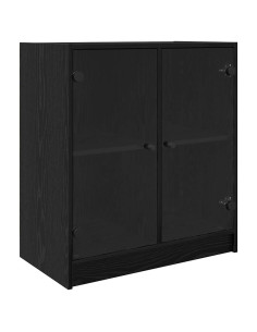 Mobile laterale Rovere Nero 68 x 37 x 75,5 cm Legno multistrato 2