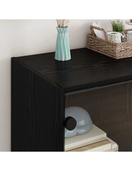 Mobile laterale Rovere Nero 68 x 37 x 75,5 cm Legno multistrato