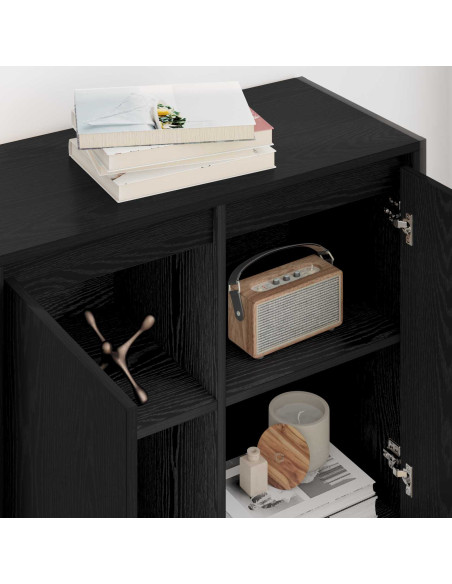 Mobile laterale Rovere Nero 79 x 36 x 75 cm Legno multistrato