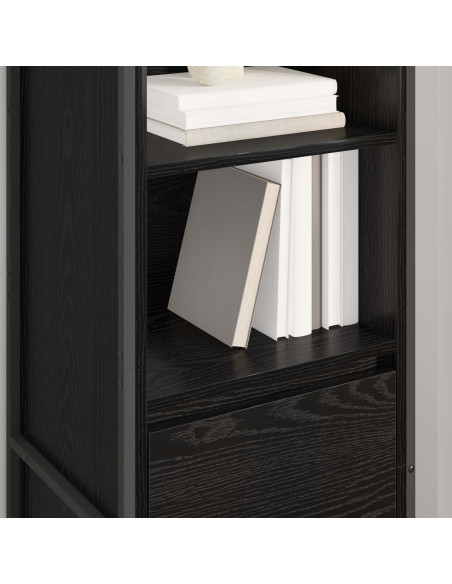 Armadio per Libri con cassetto Rovere Nero 43 x 36 x 150.5 cm