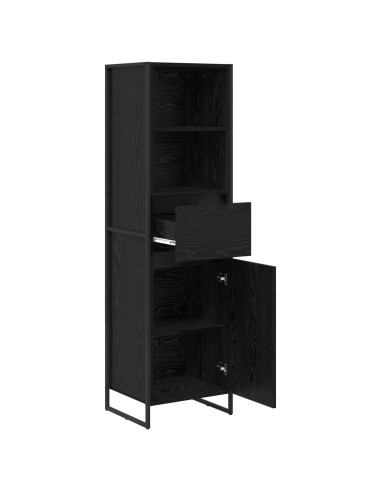 Armadio per Libri con cassetto Rovere Nero 43 x 36 x 150.5 cm