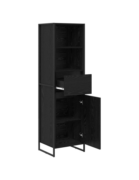 Armadio per Libri con cassetto Rovere Nero 43 x 36 x 150.5 cm