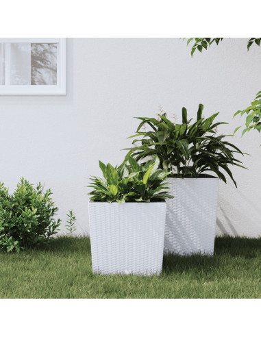 Fioriera con Interno Rimovibile Bianca 21 / 32 L PP Rattan