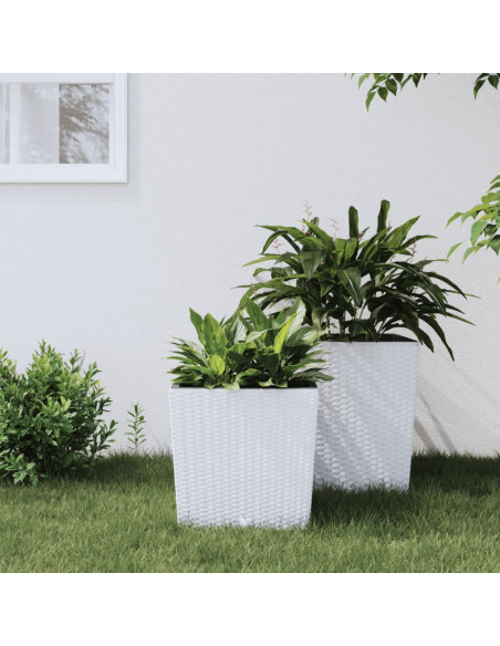 Fioriera con Interno Rimovibile Bianca 21 / 32 L PP Rattan