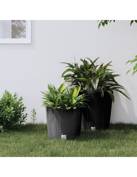 Fioriera con Interno Rimovibile Antracite 15 / 15,3 L PP Rattan