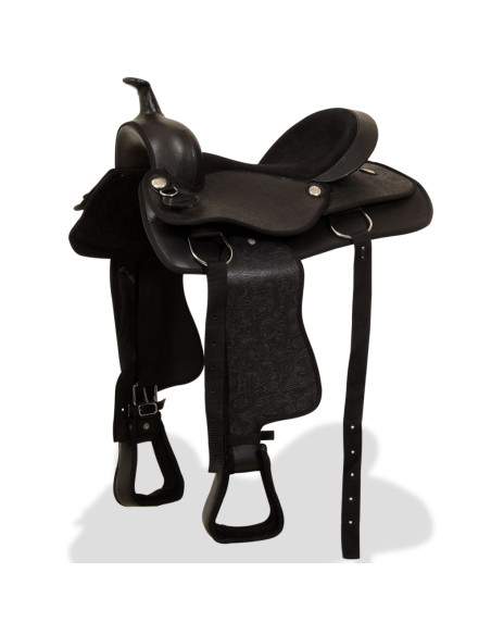 Sella Western Testiera e Pettorale in Vera Pelle 15" Nero