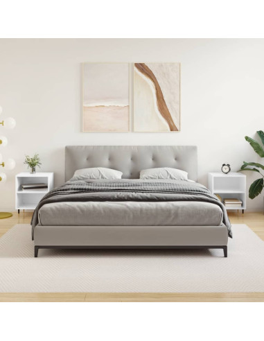 Comodini 2 pz Bianco Lucido 40x30x50 cm in Legno Multistrato